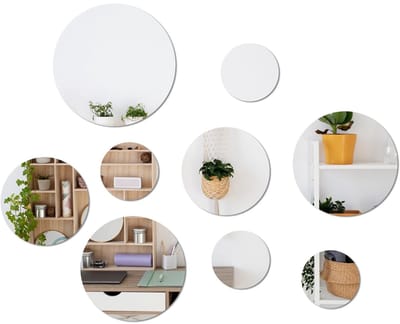9-delige ronde zelfklevende spiegels voor wanddecoratie - Flexibele acryl spiegels voor woonkamer, badkamer en slaapkamer - 10/15/18/20 cm formaat