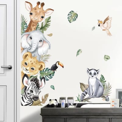 Dailygoody - Jungle Dieren - Muurstickers - Eenvoudige decoratie - Kleurrijk - Safari Dieren - Geschikt voor kinderkamer - Wanddecoratie