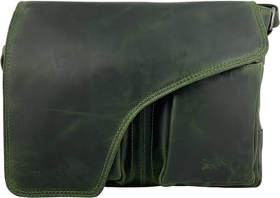 Schoudertassen Vrouw Crossbody Tas Dames - Grote Klep - Echt Leer - Groen