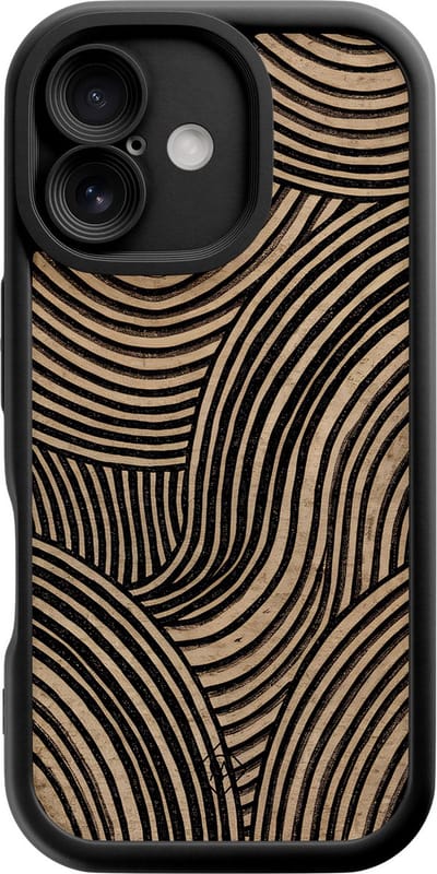 Casimoda® hoesje - Geschikt voor iPhone 16 - Ebony Waves - Effen telefoonhoesje met lensbescherming - Siliconen/TPU - Backcover - Zwart