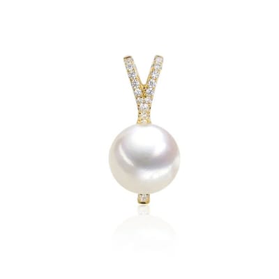 Luna-Pearls - 202.1689 - Hanger - 585/-Geel goud met Zoetwater gekweekte parel en Diamant