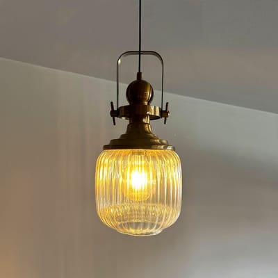 Bamyum Mopa Glazen Enkele Kroonluchter Retro Honingkleur Hanglamp