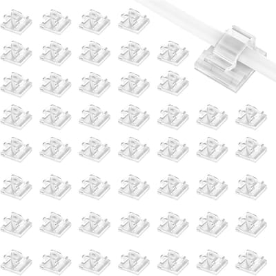 50 stuks transparante kabelclips - zelfklevend kabelbeheer voor thuis en kantoor