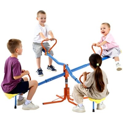 VEVOR Kinderwip, 45,4 kg draagvermogen per zitplaats, tuinwip met 4-punts steunpoten, draaiwip, 360 graden draaibaar, voor kinderen vanaf 3 jaar, 4-zits schommelwip, 190 x 190 x 66 cm