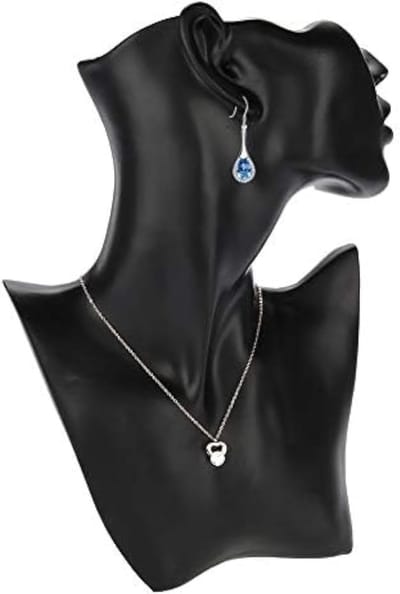 Sieraden Display Stand voor Kettingen, Oorbellen en Ringen - Zwart Hars Model Hoofd Bust voor Winkelpresentatie