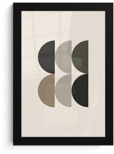 Poster in lijst - Fotolijst 20x30 cm - Posters - Halve cirkels - Aardetinten - Grafisch - Posterlijst zwart - Decoratie - Wanddecoratie woonkamer - Muurdecoratie slaapkamer