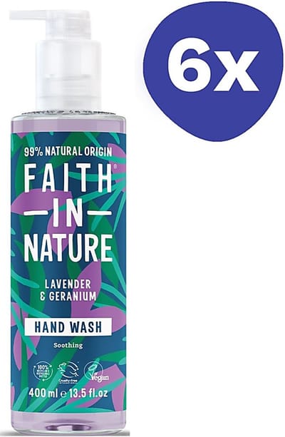 Faith in Nature Handzeep Lavendel & Geranium (6x 400ml)