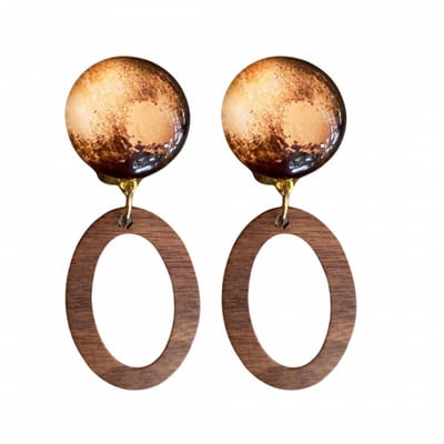 Clip oorbellen -Sandy -bruin hout- geen gaatje- Lang- Charme Bijoux