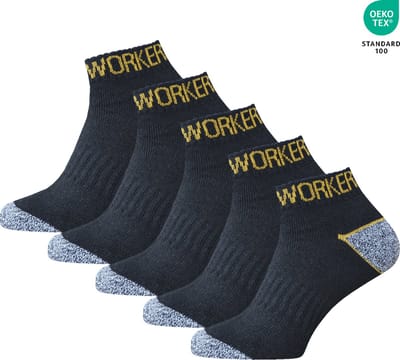 Work | Sneaker Werksokken | zwart | 30 Paar | Ademend en Versterkt | Maat 39-42 | 43-46