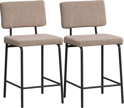 Bronx71® Scandinavische barkruk Espen taupe gerecyclede stof 64-77 cm - Barkrukken set van 2 - barstoel
