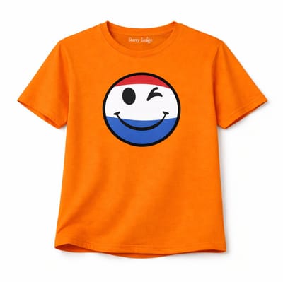 Starry Indigo - Oranje shirt - Koningsdag - EK - WK - Voetbal - Sport - Holland - Kinderen - smiley emoji