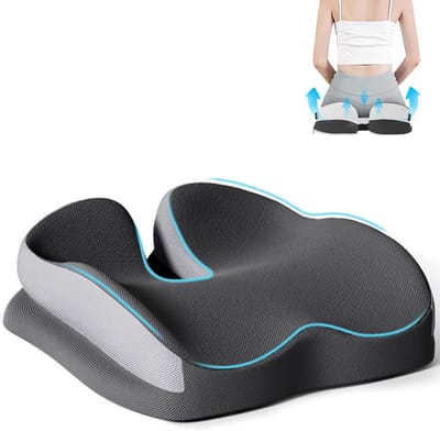 Allecto Plus - Ergonomisch zitkussen voor bureaustoel met traagschuim - Drukontlasting heupen en stuitbeen - Grijs