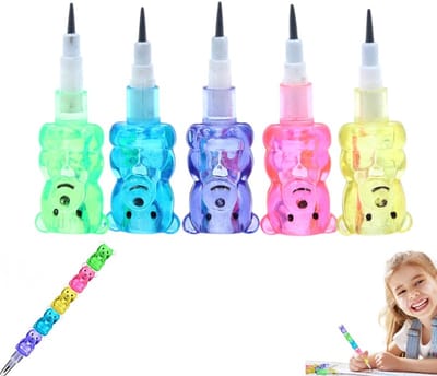 5 stuks - Stapel kleurpotloden regenboog Ster - Kleurpotloden - Knutselen - Stapelbare beer kleurpotloden - Studentenpotlood Stationery Learning - Stapelbare berenpotloden - Plastic beervormige stapelbare potloden voor kinderen