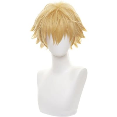 Blond Korte Pluizige Stevige Synthetische Pruik Hittebestendig Anime Cosplay Haar Pruik Voor Mannen Halloween Feest Rolspel Dagelijkse Hoofdbedekking One Size beige