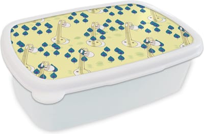 Broodtrommel Wit - Lunchbox - Brooddoos - Instrumenten - India - Patroon - Bladeren - 18x12x6 cm - Volwassenen