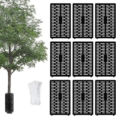 Boombeschermhoezen 33 x 21 cm, uitbreidbare kunststof bescherming met ventilatiegaten en kabelbinders, weerbestendig tegen grasmaaiers en trimmers, ideaal voor tuinonderhoud
