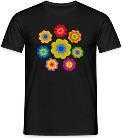 Flower Power 70er Jaren Hippie Bloemen Kostuum T-Shirt Heren