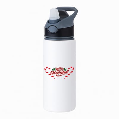 Hacebo® - Kerst merry christmas waterfles met rietje zwart - Kerstmis - Kerst beker - winter - kerst - christmas - kerst cadeau - water fles - 650ML