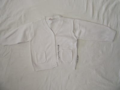 dirkje , uni , gilet , wit , fijn gebreid, katoen , 86 - 18 maand