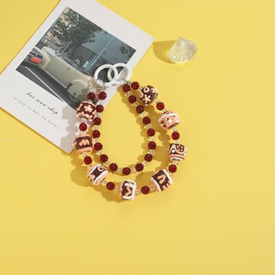 Emilie collection - telefoonkoord - hanger telefoon - kralen - Burgundy red