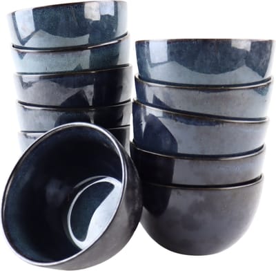 OTIX Soepkommen - zonder Oor - Set van 12 - Schaaltjes - 600ml - Blauw - Aardewerk - EBONY