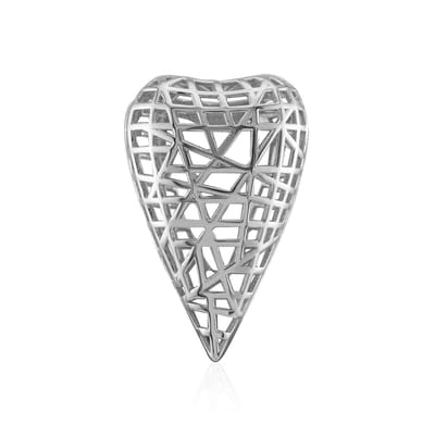 Cavill - Zilveren Hartvormige Hanger 925 Sterling Zilver Geplatineerd - Monosono Collection - Modern Elegante Filigraan - Lichtgewicht Sieraad Dames