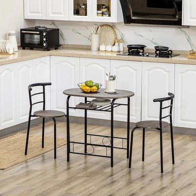 Sweiko Set tafel en stoelen - Eettafel - 2 stoelen - 80×53×74.5 cm - Zwart + bruin