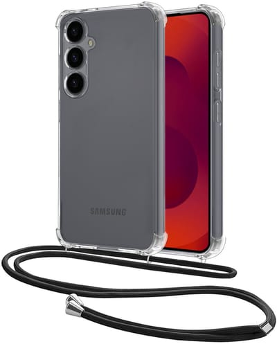 Hoesje - Geschikt voor Samsung Galaxy S25 FE - Met Koord - Shock Proof - Siliconen Case - Back Cover - Telefoonkoord - Telefoon Hoes Shockproof - Telefoonketting - Transparant