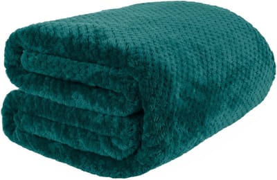 Ultra Zachte Wafel Fleece Deken Groenblauw 125x150cm - Warmte en Comfort voor Winter en Herfst