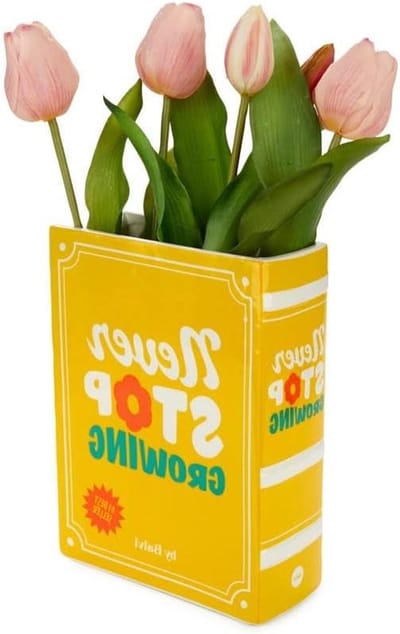 Boek Vaas - Decoratieve Vaas - Bloemen Schikken - Boekvorm Design - 20 x 15 cm - Geel