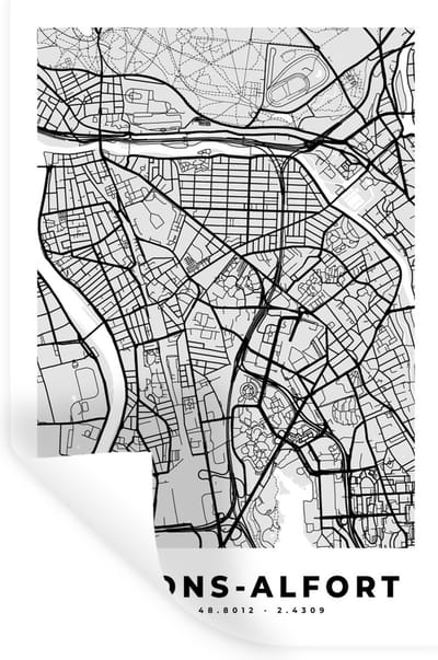Muurstickers - Sticker Folie - Kaart - Stadskaart - Frankrijk - Maisons-Alfort - Plattegrond - 20x30 cm - Plakfolie - Muurstickers Kinderkamer - Zelfklevend Behang - Zelfklevend behangpapier - Stickerfolie