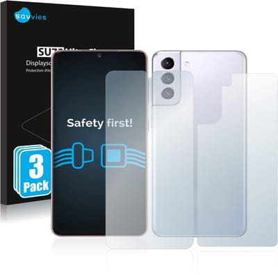 Savvies - Screenprotector voor Samsung Galaxy S21 5G (Voor+Achter) - Folie Beschermfolie transparant 6 Stuks