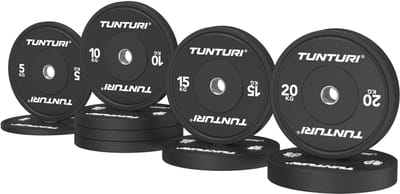 Tunturi Platinum bumperplates - Halter gewichten - Halterschijven - Set 120kg - Zwart