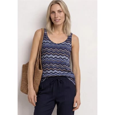 Top met V-hals en knoopdetail