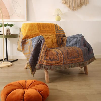 Boho Stijl Geometrische Spreien voor Bedden Vintage Patchwork Huisdecoratie Wandkleed Klassieke Bankovertrek Dunne Picknickdeken 90x90cm