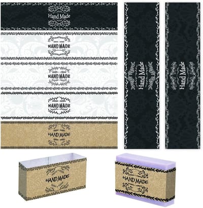 Allecto - Handgemaakte Zeep Labels - Vintage Wrap Papier - 90 Stuks - Flexibel en Duurzaam - Perfect voor Geschenkverpakking - 3 Kleuren