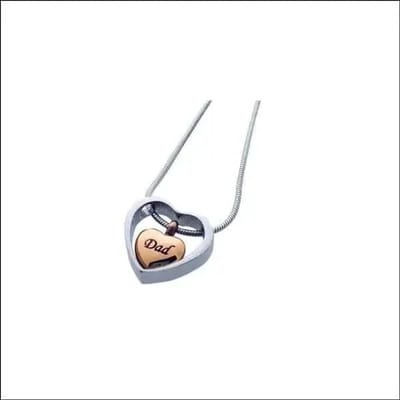 Aramat Jewels | Gedenkhangers | Stalen Ashanger Vader – Persoonlijk Gedenksieraad RVS | Hart in Hart-Rosékleur-2cm | |20mm | Staal | Volwassenen | Verkleurd niet