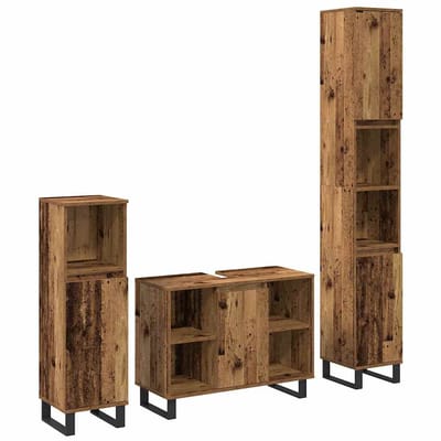 vidaXL - Badkamermeubel - Set - 3 - st - Bruin - 30 - x - 30 - x - 180 - cm - Bewerkt - hout