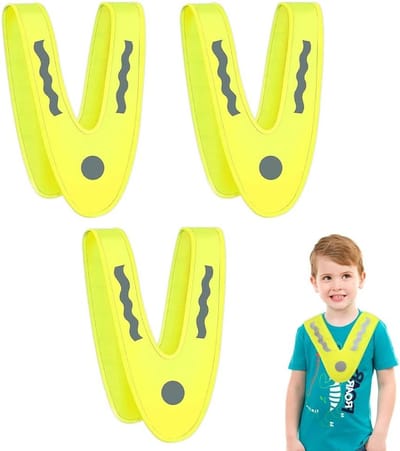 Set van 3 Reflecterende Veiligheidsvesten voor Kinderen, V-vorm, Veiligheidshalsband, Ideaal voor Fietsen en Sportactiviteiten