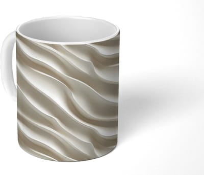 Mok - Koffiemok - Diagonaal - Golven - Crème - Mokken - 350 ML - Beker - Koffiemokken - Theemok