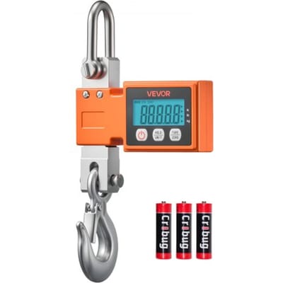 VEVOR kraanweegschaal 500 kg, digitale industriële weegschaal met gegoten aluminium behuizing en lcd-display, weegschaal met stappen van 100 g en 3-traps afstelling, automatische uitschakeling, haakweegschaal, trekweegschaal voor garages en werkplaatsen.