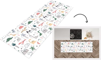Keukenloper - Loper keuken - Patronen - Dino - Boom - 150x50 cm - Keukenloper vinyl