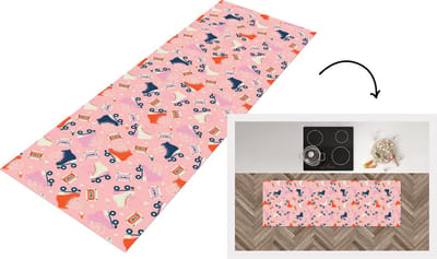 Keukenloper - Loper keuken - Retro - Skeelers - Patronen - Cassette - 150x50 cm - Keukenloper vinyl