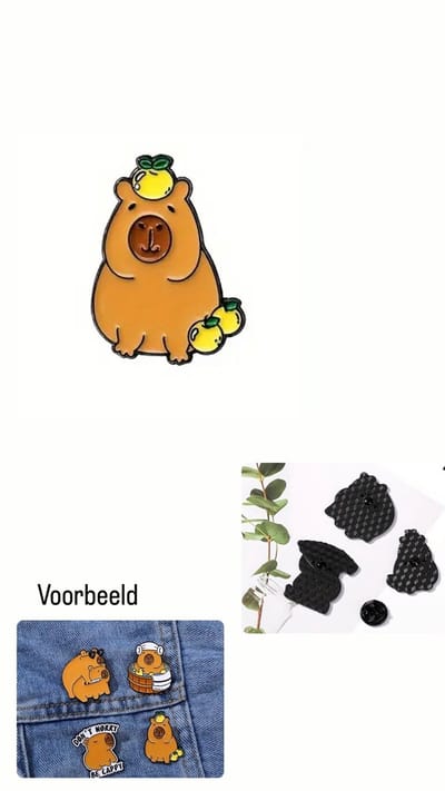 Akyol Capybara badge – Schattig Knaagdier - Accessoire – Capybara Cadeau - capybara sleutelhanger - knaagdier - pin - broche