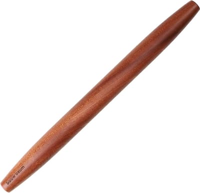Non stick houten deegroller 40cm - Taps toelopend voor fondant gebak - Pizza koekje taartkorst - Sapele houten roller