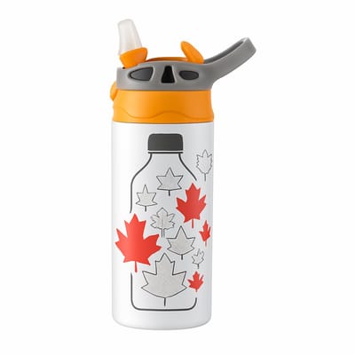 Klassieke 'il_1140xN.4680380511_m9e1' Drinkfles – Stijlvolle Drinkfles voor Design Liefhebbers - Waterfles voor kinderen (wit/oranje)