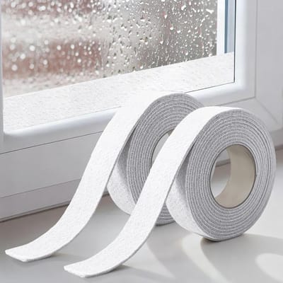 Vochtwerende strips voor ramen - 2 stuks - Anti-condens vochtabsorberende raamstrips - Absorberende condensstrips voor raamvilt - Zelfklevende strip - Anticondensviltpads - Anticondensstrips - 3cm*400cm - Wit