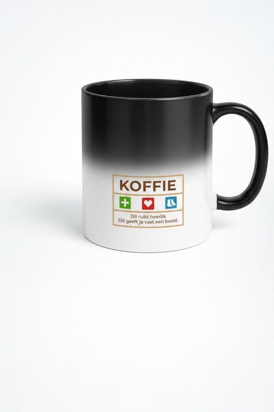 Koffie Boost Magic Mok - Zwarte Magische Mok voor Koffieliefhebbers