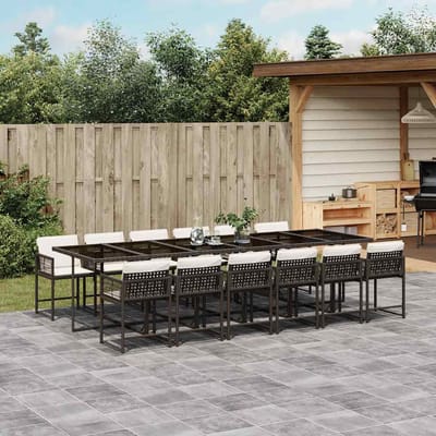 vidaXL - 13-delige - Tuinset - met - kussens - poly - rattan - bruin