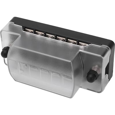 Bloc Fusibles à Lames 6 Voies Étanche Protection Couvercle Transparent PC Porte-Fusibles pour Voiture Bateau 12V 24V gray